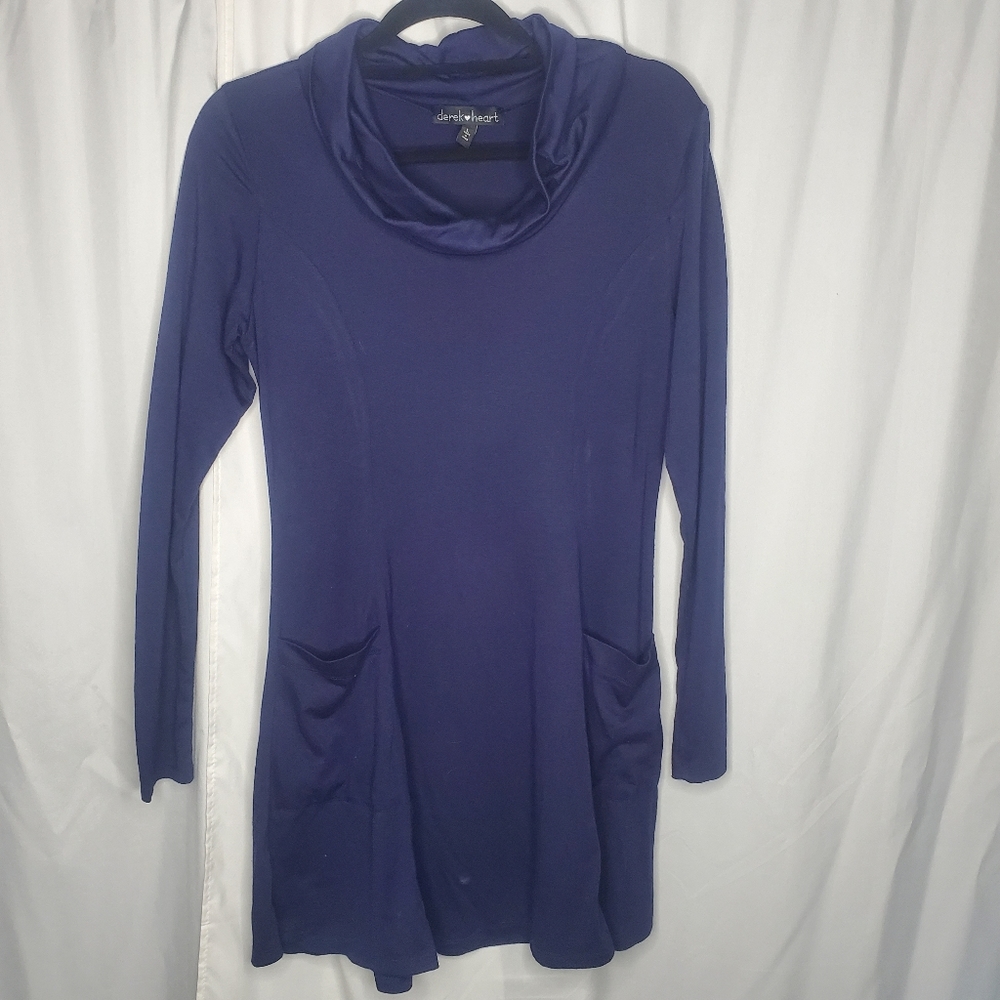 ♧ Derek Heart Cowl Neck Purple Fit and Flare Dress Size Large